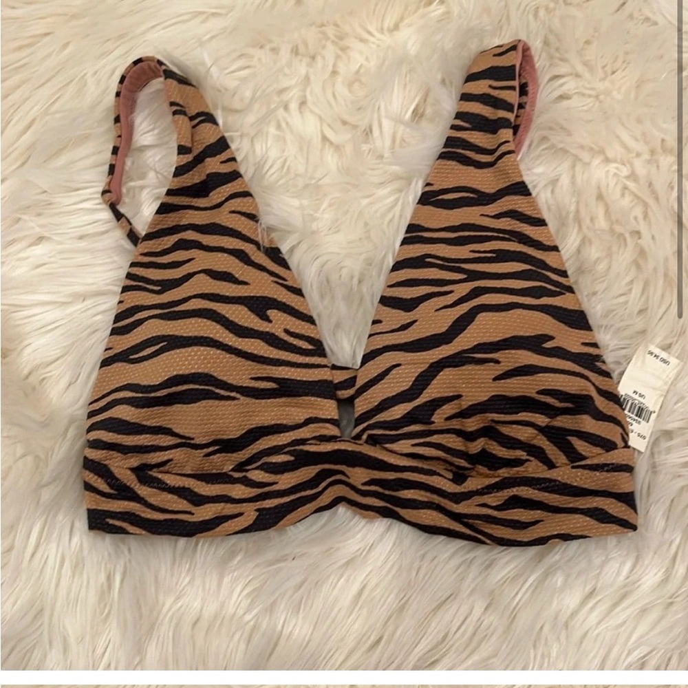 NWT Aerie Pique Animal Print Triangle Bikini Top